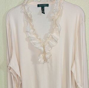 Lauren Ralph Lauren Cream Ruffle Blouse